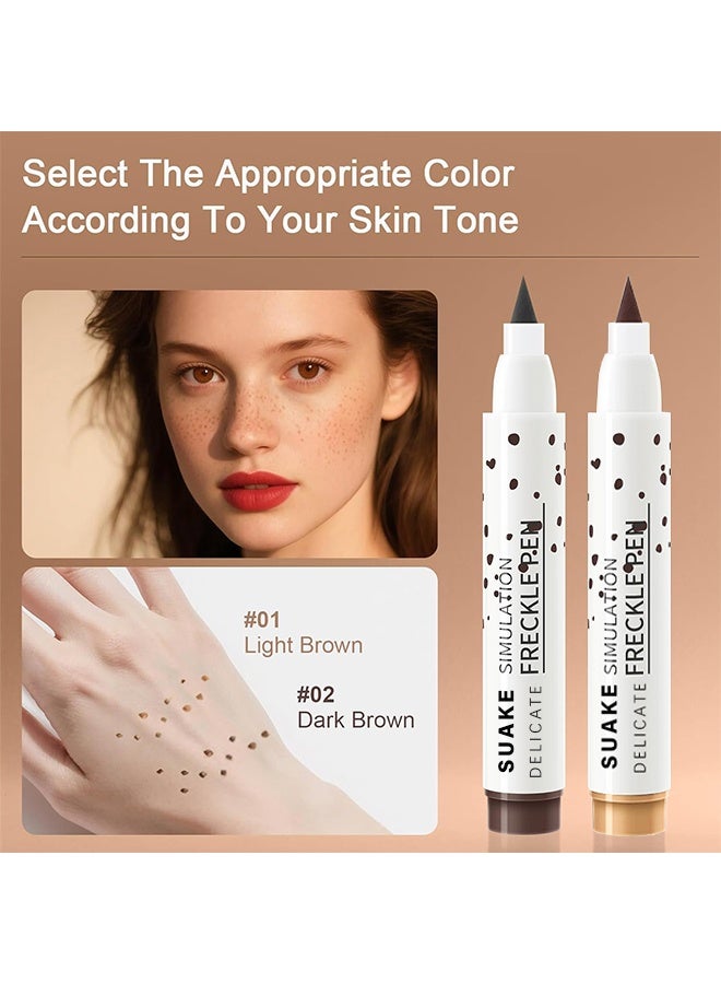 سويكي قلم كحل منقط، قلم تاتو للنمش المحاكى، قلم مكياج نمش طبيعي واقعي، لون نمش سحري، مقاوم للماء وطويل الأمد، قلم نقط ناعم، لمكياج طبيعي سهل يظهر كما لو كنتِ مكتسبة للشمس - الرقم 02 بني غامق - Image 5